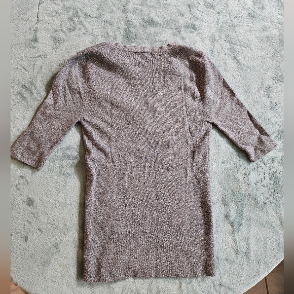 Express  Small V Neck Elbow Length Sleeve Black Knit Sweater - Picture 3 of 3